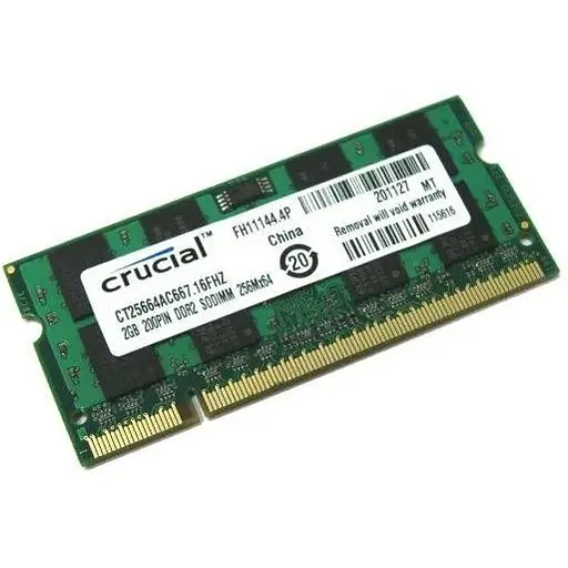 Оперативна пам'ять для ноутбука Crucial SO-DIMM DDR2 2GB 667MHz PC2-5300 Б/В