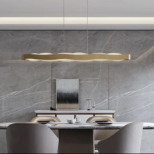 Дизайнерська видовжена люстра у латунному каркасі 100 см | Арт. J220-1000 L GD | Line F - фото 4