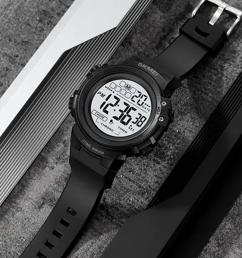 Часы мужские наручные спортивные Skmei 2260 (Черный с белым) - фото 6