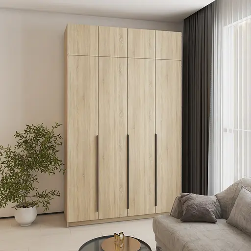 Шафа 4-дверна з антресоллю MebelStar Оскар ДСП BL-B, додаткова штанга 160x52x260 см Дуб сонома (MBS-5007) - фото 1