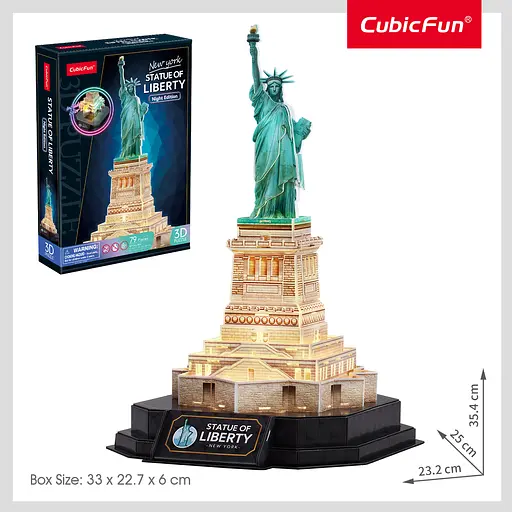 Тривимірна головоломка-конструктор Cubic Fun з LED підсвіткою Статуя Свободи (L536h) - фото 3