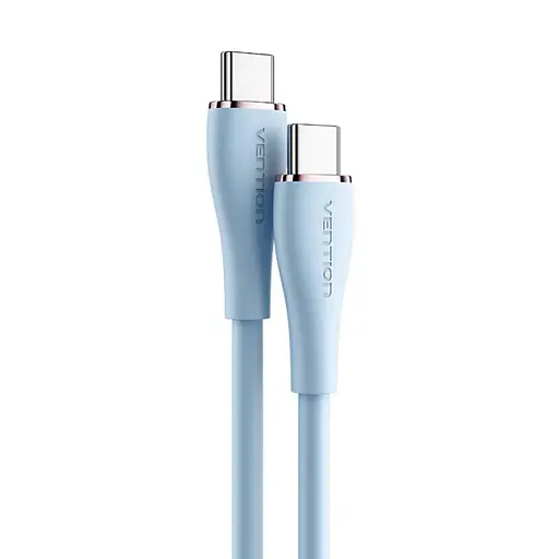 Кабель Vention USB 2.0 C Male to C Male 5A Cable 1.5M Light Blue Silicone Type (TAWSG) - фото 1