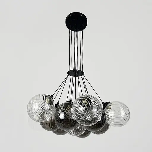 Люстра-пучок на 13 плафонів графіт+прозорий Ø 50 см | Line F | Арт. 1034/13 BK - фото 1