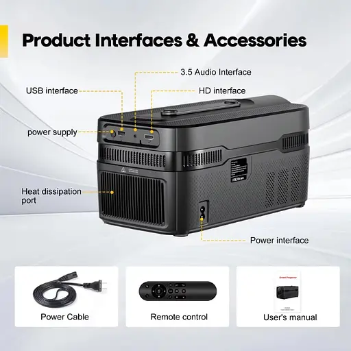 Мультимедийный смарт проектор c автофокусом Magcubic HY450C H726 1080P 2/16 Гб 900 ANSI Android 14 - фото 3