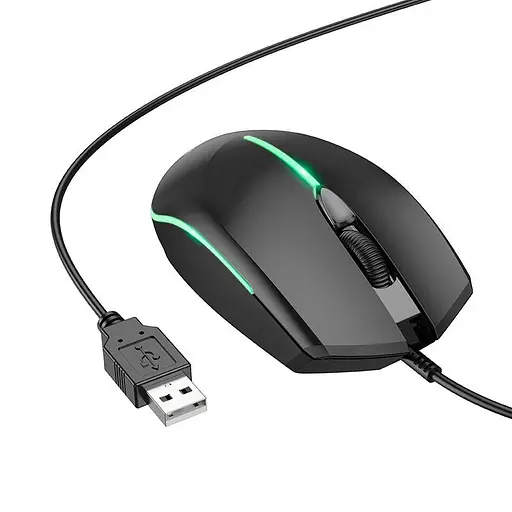 Мишка Borofone BG10 Soaring game luminous wired mouse 1000dpi з підсвіткою чорна - фото 3