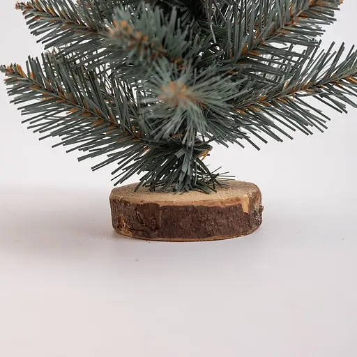 Штучна новорічна декоративна міні ялинка «Полонинська» блакитна на дерев'яній підставці 25 см Lugi SOK-M-03-1-1 - фото 3