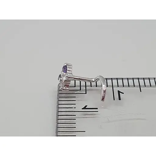 Серебряная серьга-пирсинг в нос Бабочка. 1041.8С Фиолетовый - фото 6