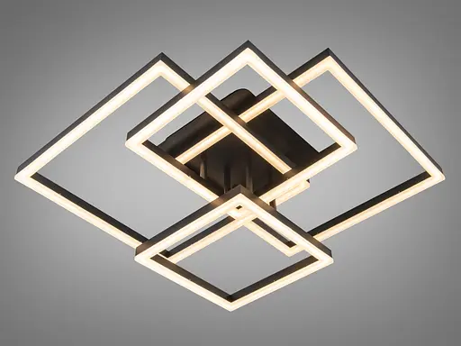 Світлодіодна Люстра стельова чорна 120 Вт чотири квадратні плафони з пультом - фото 1