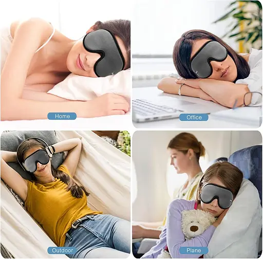 Маска для очей WellSync для сну, 3D контурна маска для сну, пов'язка на очі, накладки на очі з регульованим ремінцем, блокування - фото 7