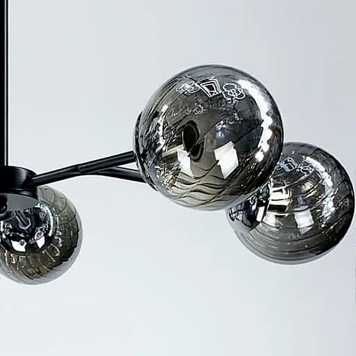 Стельова люстра в чорному корпусі на 10 плафонів | Арт. 8122/10 BK | Line F - фото 4