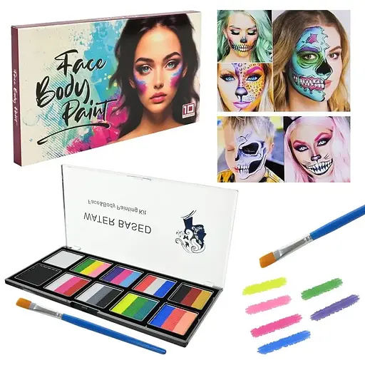 Дитячий набір аквагриму Bambi Cel-2503 палетка, пензлик, 10 кольорів - фото 2