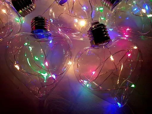 Гірлянда штора лампочки Серце 3х1.5м 150 лед (10 ниток по 8 см) мідний провід Мульти - фото 6