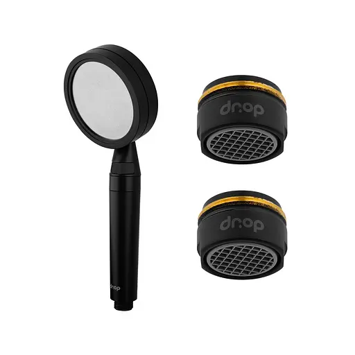 Набор для экономии воды Drop PM2+NANO100GBL (лейка для душа + 2 аэратора) - Экономия 66%, черный