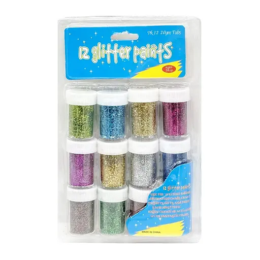 Набор декоративного глиттера для творчества Bambi DSCN9531, 20 грамм, 12 баночек - фото 1