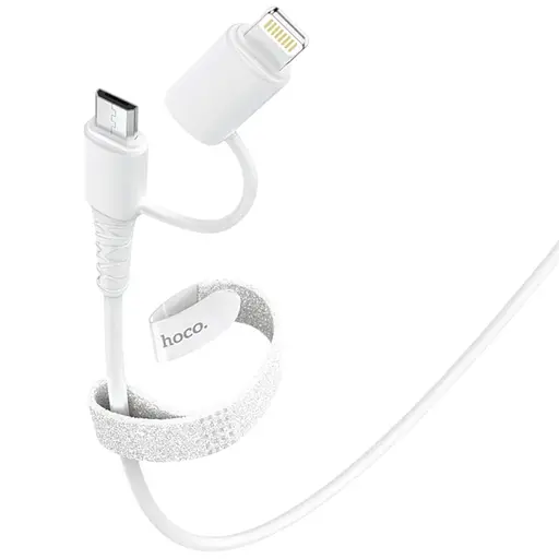 Кабель Hoco X54 Combo Micro USB/Lightning Cool dual 2 в 1 белый 1 м - фото 1