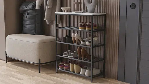 Полиця для взуття Слайм 4 Ferrum-decor 820x630x260 Чорний метал ДСП Білий 16 мм (FRD-105160) - фото 4