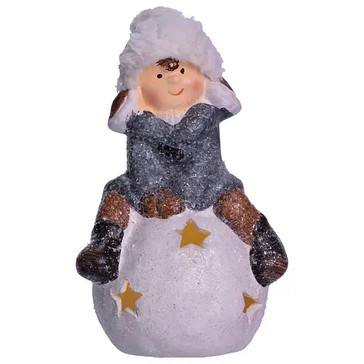 Новорічний декор Дитина на сніговій кулі Yiwu CR-5-20 з порцеляни 10 × 8.5 × 16 см 