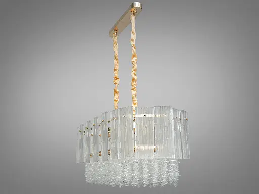 Витончена кришталева люстра овальної форми на 10 ламп, золото - фото 3