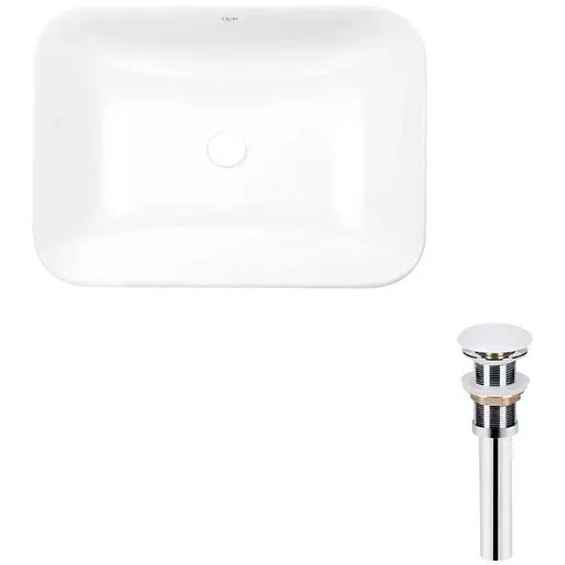 Умивальник Qtap Scorpio врізний прямокутний 610x380x150 мм White + донний клапан PU02, Білий - фото 1