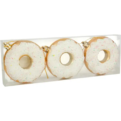 Комплект елочных украшений Chomik Пончики пластиковые 8 см белые 3 шт. (BAI7169)