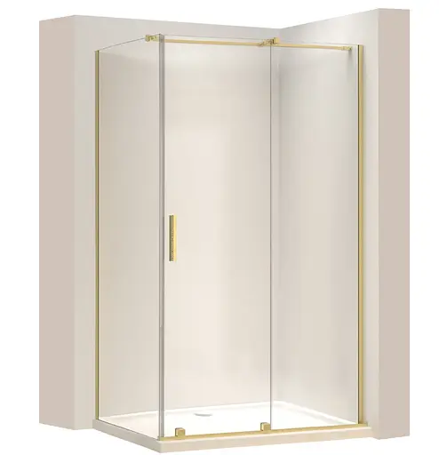 Душевая кабина Rea Montana 130x90 brashed gold KPL-K2517, Универсальная, прозрачная, золотая - фото 1