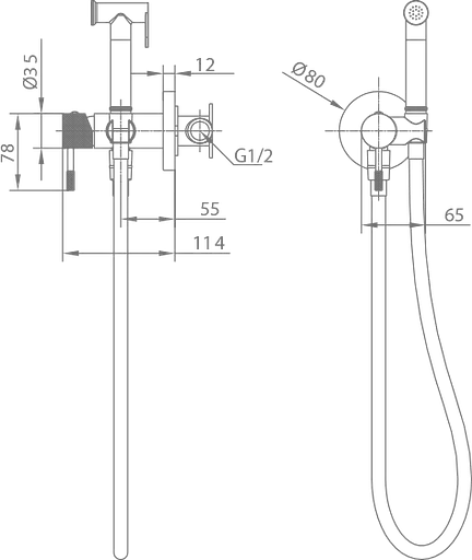 Гигиенический душ IMEX Line матовый никель RDD038/NQ, Шлифованный черный хром - фото 4