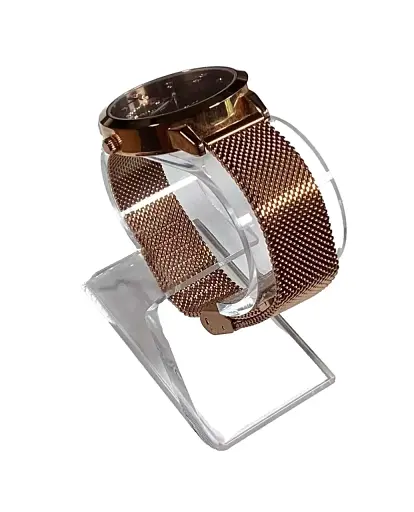 Жіночий годинник OLEVS Rose Gold Hearts 5189L з сіткою з дорогоцінного каміння та нержавіючою сталлю WR з новим акумулятором - фото 4