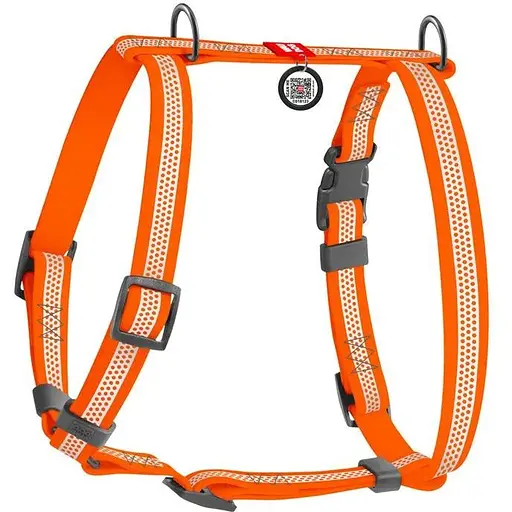Шлейка для собак Waudog Waterproof водостойкая анатомическая Н-образная с QR-паспортом, светоотражающая, пластиковая пряжка-фастекс, L