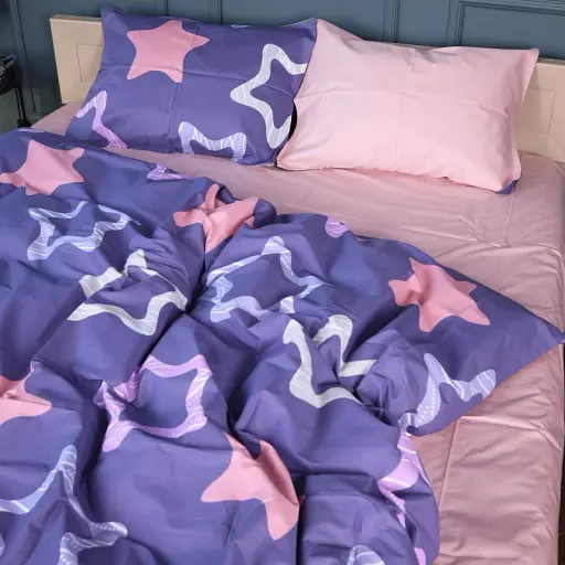 Простирадло MirSon Сатин 22-1375 Violet Stars 220x240 см (2200010475432) - фото 2