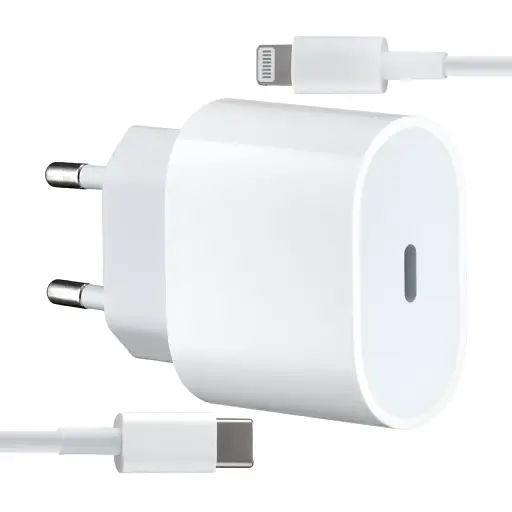 Мережевий зарядний пристрій Apple 20W USB-C Power Adapter With Cable Type-C to Lightning High c0py Білий - фото 1