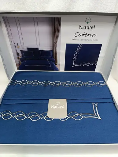 Постельное белье Naturel Catena Blue Сатин с вышивкой Limasso pbe0051872 - фото 1