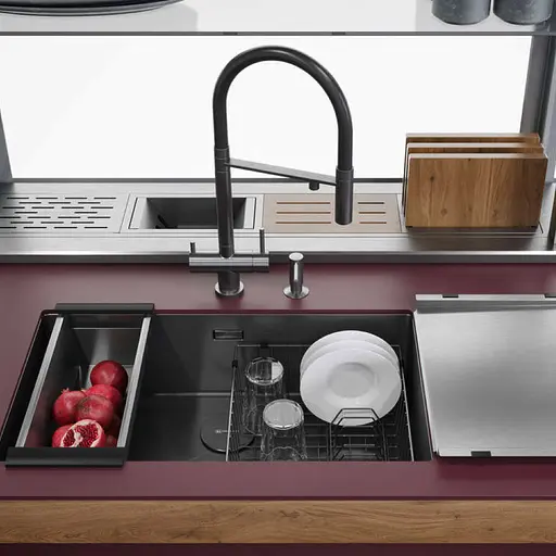 Смеситель для кухни на две воды Wezer TOP4-01-BLACK Черный матовый - фото 2