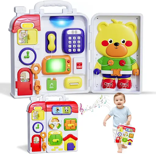 Гра бізіборд будиночок, 22х25х7 см, звук англійською та іспанською мовами, світло, телефон, замок, на батарейках (в асортименті) - фото 2