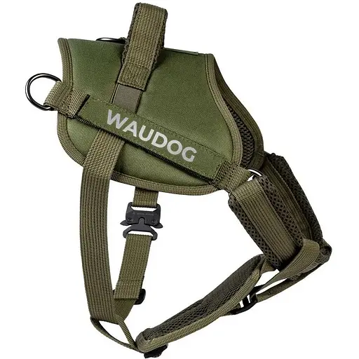 Шлея для службових собак Waudog PRO-2, світловідбивна, металевий фастекс, M