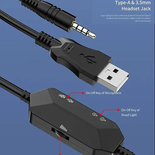 Проводная игровая гарнитура Awei ES-770i Gaming earphone with LED, USB, 3.5mm, 2.1m, black - фото 5