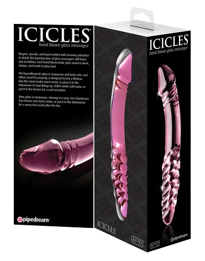 Двосторонній фалоімітатор Icicles Model 57 23 см рожевий - фото 4