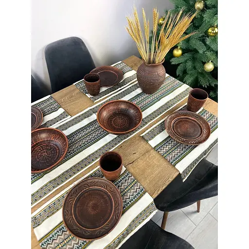 Комплект Рождественский льняной с украинским орнаментом Рандеву Ранер 140х30 см + салфетки 30х40 см 27 шт. - фото 3