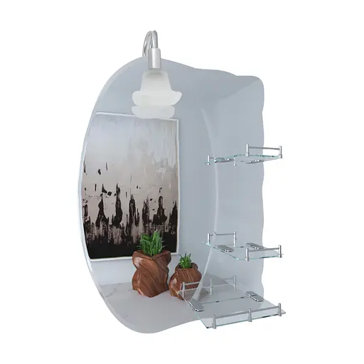 Дзеркало Lidz Sofi 140.07.05 (1) 680x875x100 настінне з 3-ма полицями асиметричне, зі світильником LD78SO6887 - фото 1