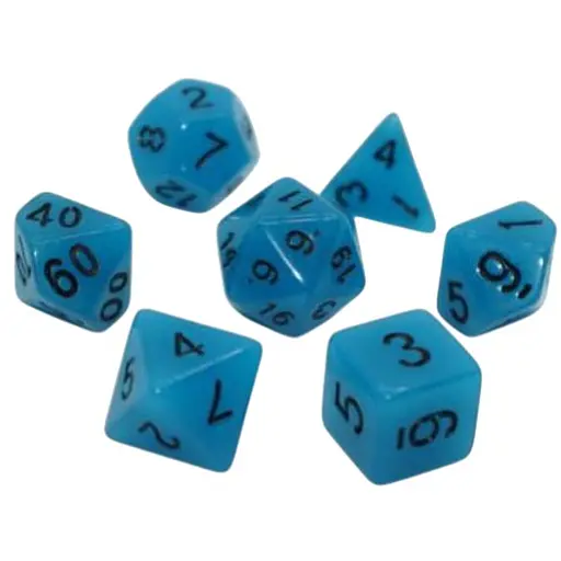 Набір кубиків Glow in the dark 7 Dice Set - Light blue , 7 шт. (g7dglow02) - фото 1
