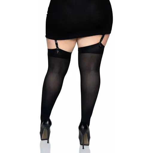 Щільні непрозорі панчохи Leg Avenue Nylon Thigh Highs Black, plus Size - фото 2