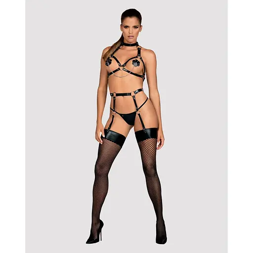 Портупея на груди Obsessive A740 harness Black O/S, штучна шкіра - фото 3