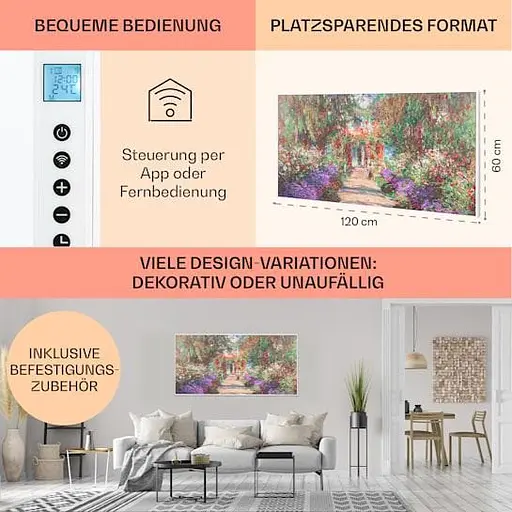 Инфракрасный обогреватель Klarstein Wonderwall air art умный до 14 м² (10035134) - фото 5