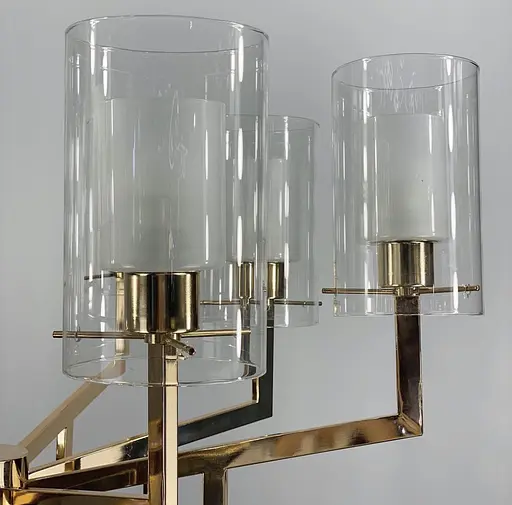 Современный подсвечник в золотом корпусе с двойными плафонами Line.F Количество ламп 6 - фото 4