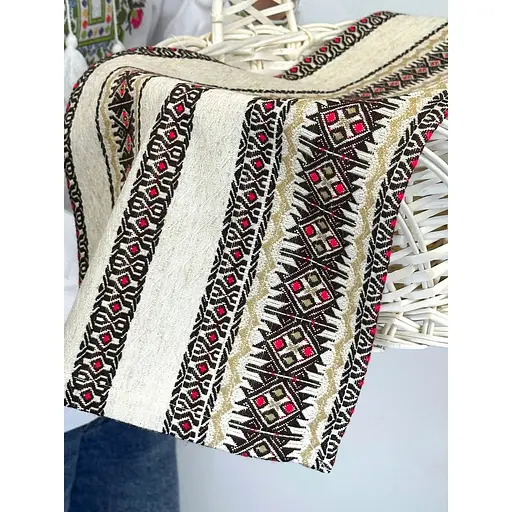 Комплект Великодній кошик Галичина білий із лляним рушником 70х30 см Святогор червоний та свічка - фото 5