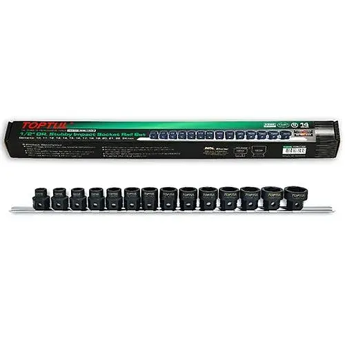 Комплект голівок ударних низькопрофільних з 6-гр. хвостовиком 1/2, 10-24 мм 14 од. Toptul hoz0007595 - фото 1