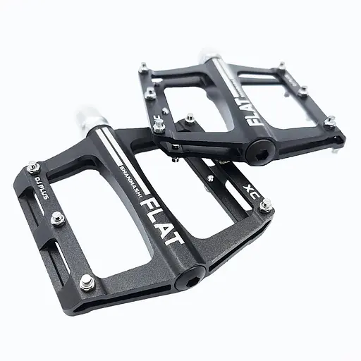 Педали велосипедные алюминиевые Shanmashi Flat 0.1plus на промподшипниках Черный с белым (G0000259) - фото 3