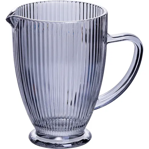 Кувшин для напитков 1.2 л фигурный прозрачный ребристый из толстого стекла серый Yiwu HP-19-7118G - фото 3