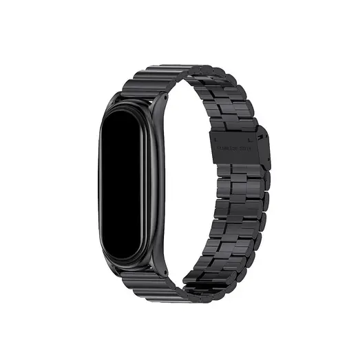 Ремінець MiJobs для фітнес-браслета Xiaomi Mi Band 3 та 4 металевий із застібкою чорний - фото 2