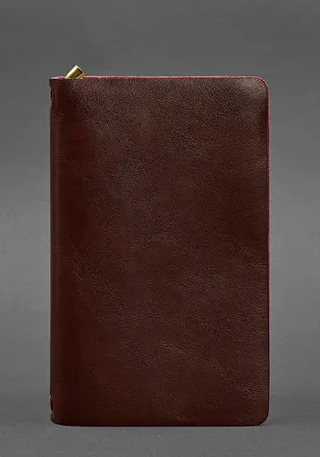 Кожаный блокнот (софт-бук) 8.0 на резинке бордовый краст - фото 1