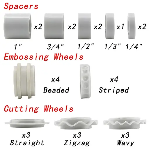 Валик для нарезки полос и декора мастики марципана теста кондитерский пластиковый со сменными насадками 17 см, Kitchen Master Белый 85828 - фото 9